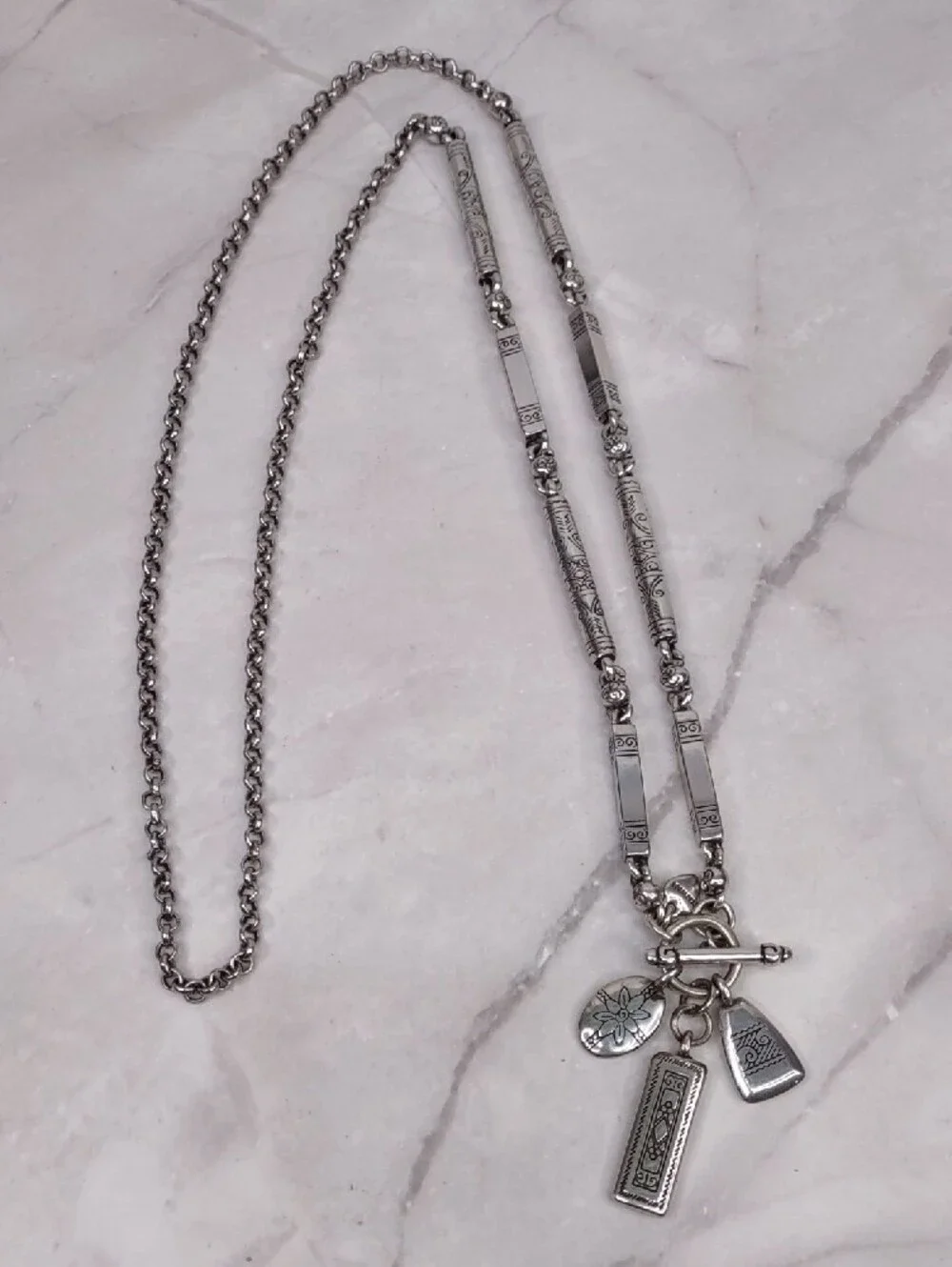 Brighton Silver Bar/Toggle Charm Necklace